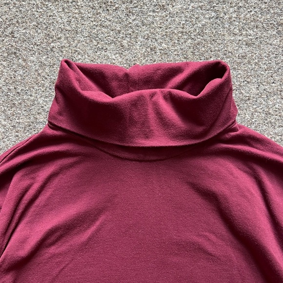 Lands End Maroon Turtleneck Long Sleeve Shirt Top Womens Large Cotton Base Layer - Picture 5 of 11